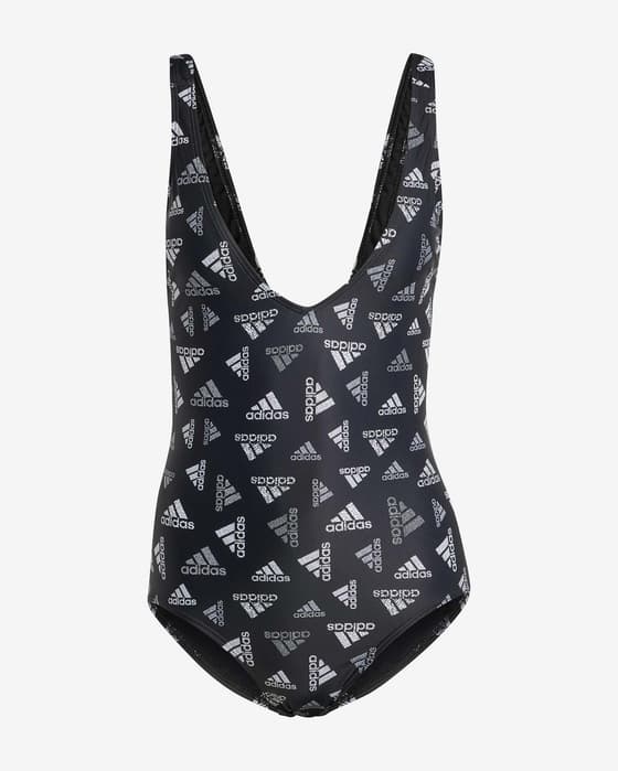 Maillot de bain adidas Allover Print Sportswear noir blanc femme