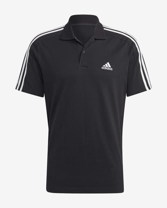 Polo adidas Essentials Piqué Embroidered Small Logo 3-Stripes manga corta negro puro blanco