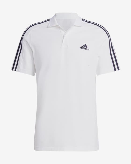 Polo adidas Essentials Piqué Embroidered Small Logo 3-Stripes manga corta blanco puro negro