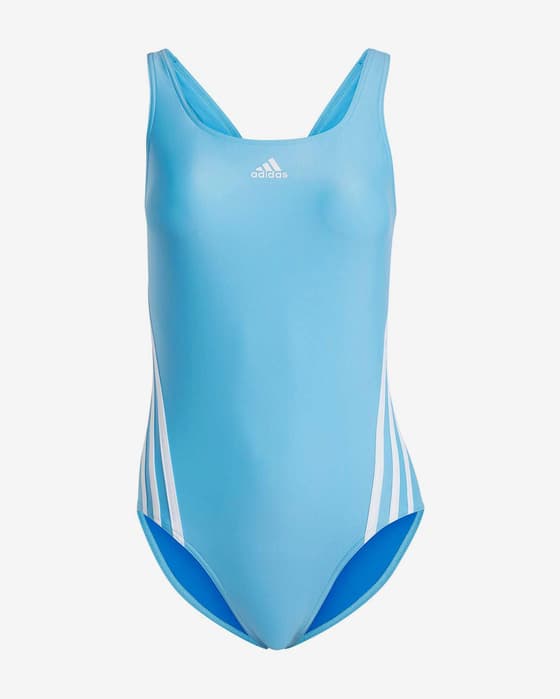 Maillot de bain adidas 3 bandes Logo bleu blanc pur femme