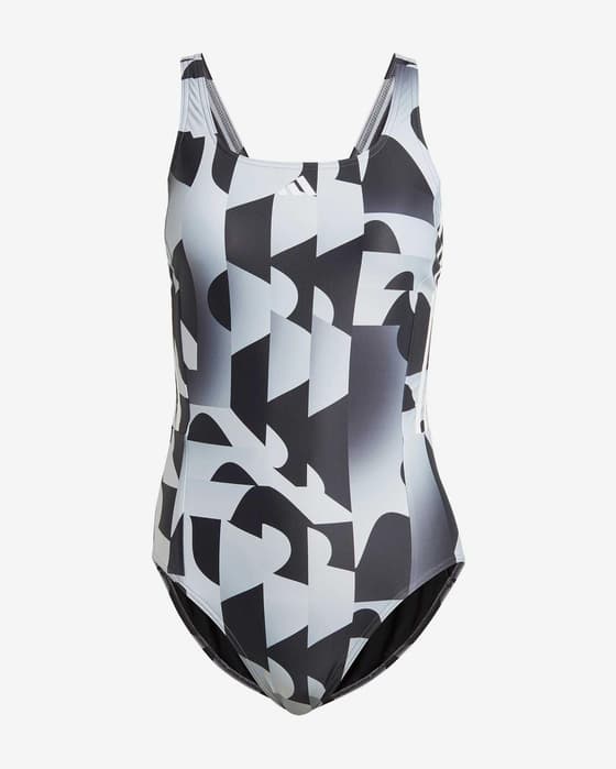 Bañador adidas Graphic 3 bandas negro blanco mujer