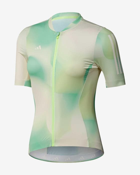 Maillot adidas Tempo Nature Art 3 bandes manche courte vert blanc femme