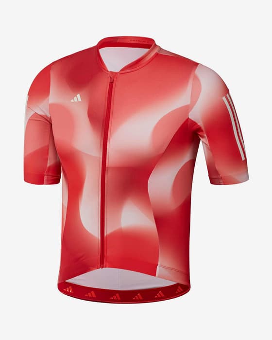 Maillot adidas Tempo Nature Art 3 bandes manche courte rouge blanc