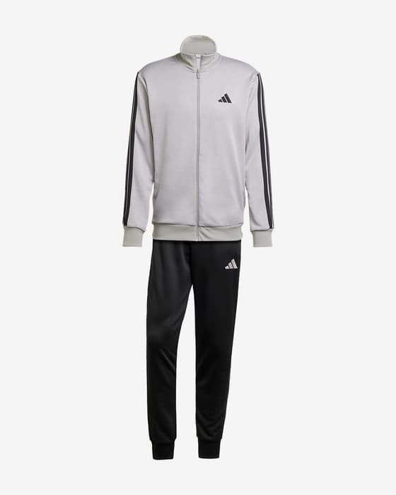 adidas Sportswear Basic French Terry 3 Stripes Tracksuit grey black