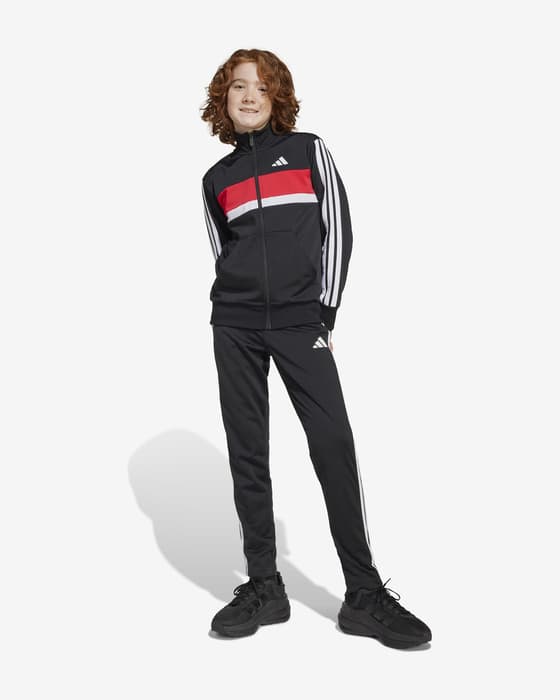 Tuta adidas Seasonal Essentials Tiberio Tricot 3 strisce nero puro rosso junior