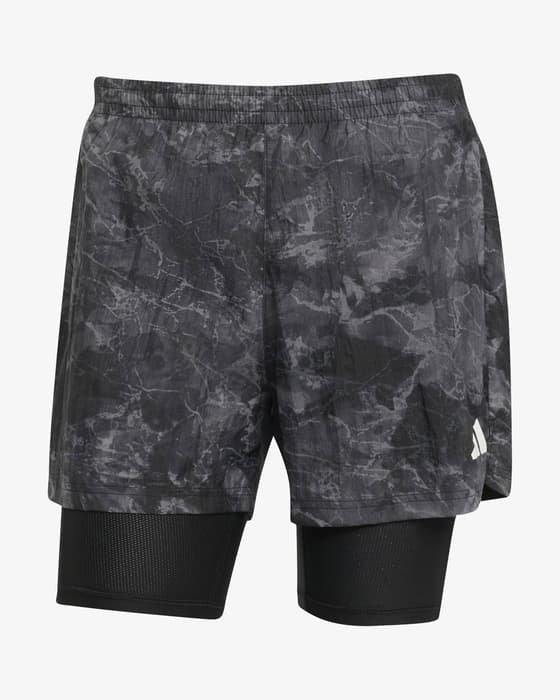 adidas 2 in 1 Spray Dye Own The Run shorts dark grey
