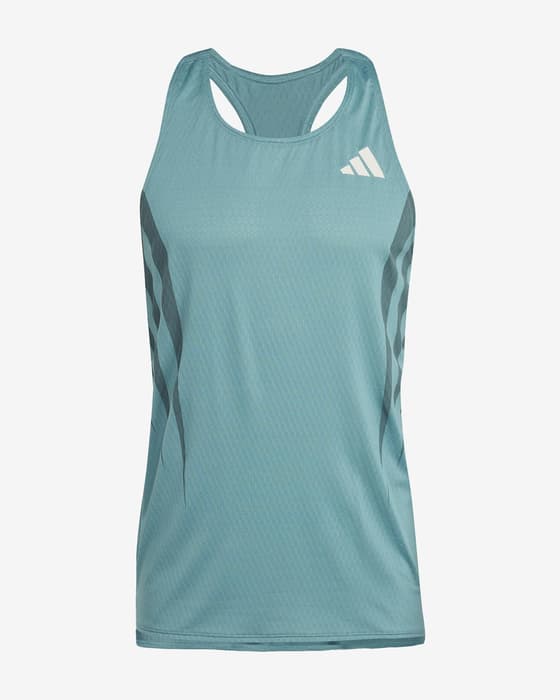 Camiseta adidas Adizero sin mangas verde turquesa negro