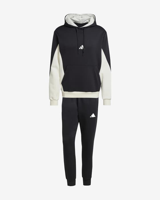 adidas Sportswear Fleece Colourblock Tracksuit pure black white
