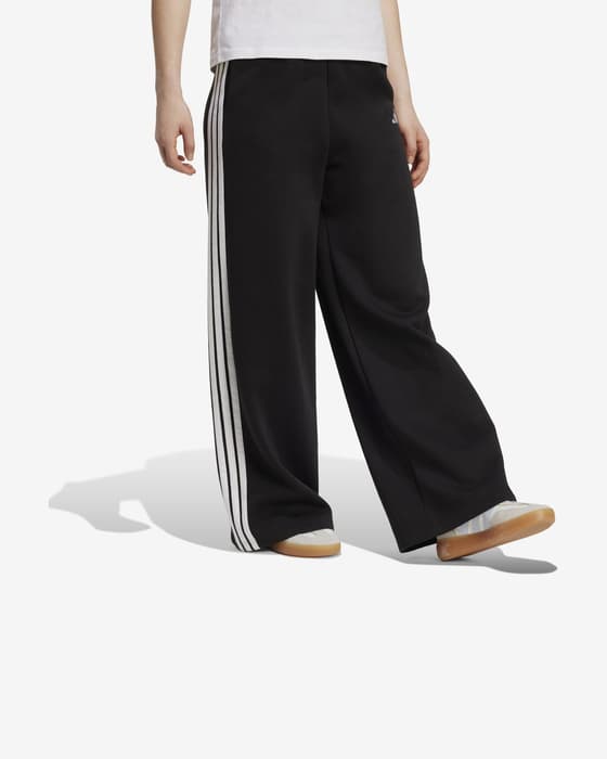 Pantalón largo adidas 3-Stripes Fleece Wide negro mujer