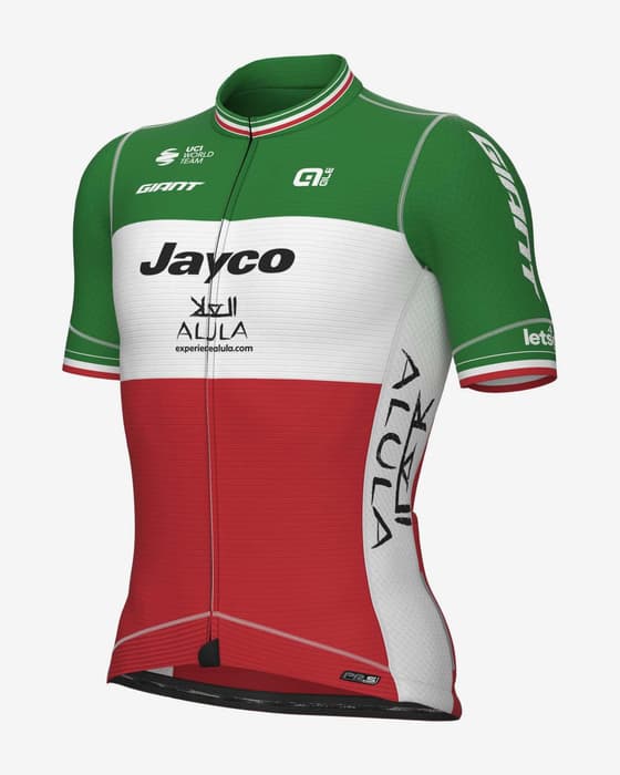 Maillot Team BikeExchange 2023 PR-System Italian Champion manche courte vert rouge blanc