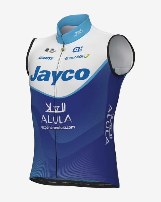 Chaleco Team Jayco AlUla 2023 Prime azul blanco
