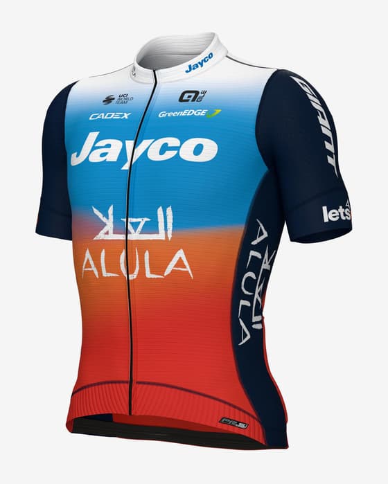 Maillot Team Jayco AlUla Prime 2024 manche courte rouge bleu blanc