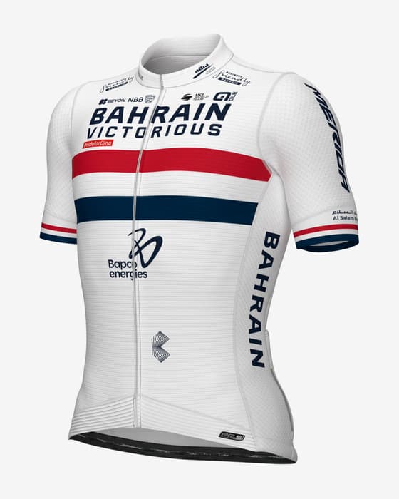 Maillot Bahrain-Victorious Britanic Champion PR-System 2024 manche courte blanc