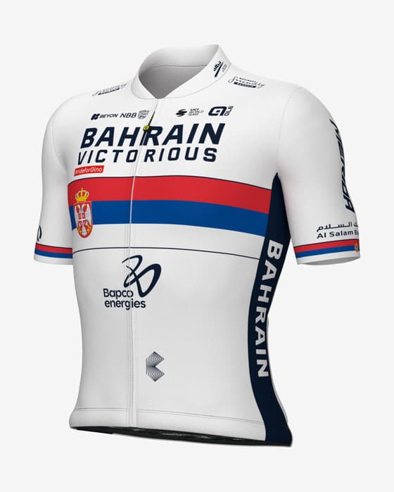 Maillot Bahrain-Victorious Serbian Champion Prime 2024 manche courte blanc