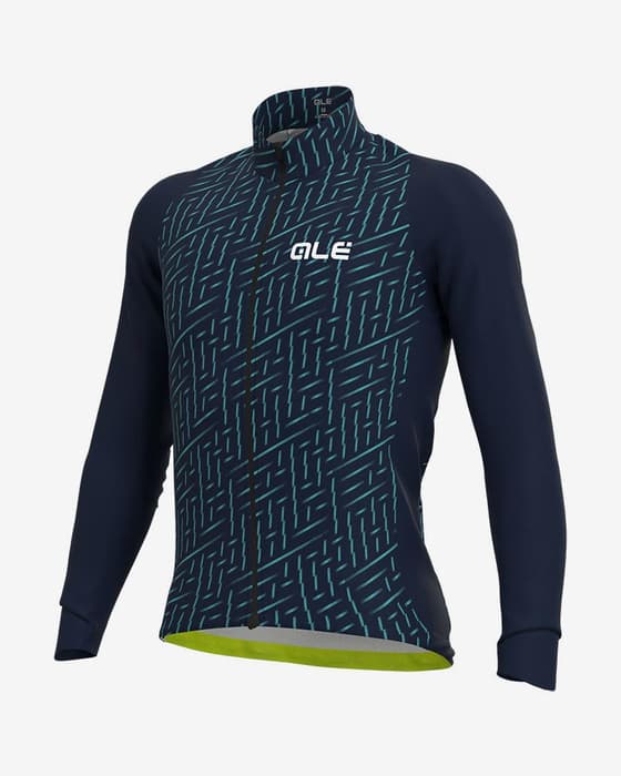 Maillot Alé PRR Green Bolt manga larga azul marino turquesa