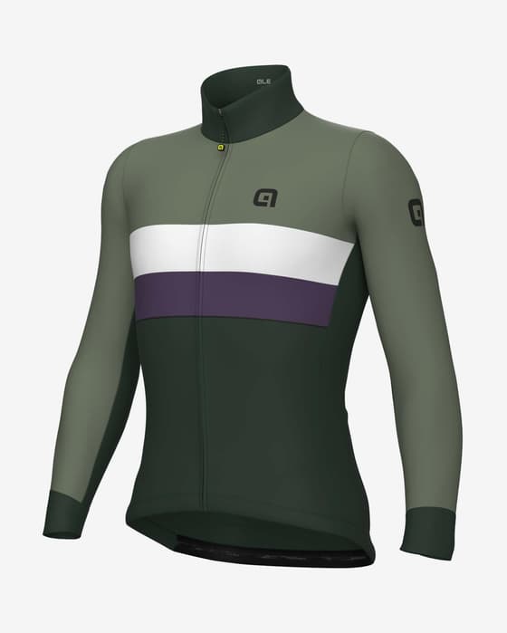Maillot Alé Off-Road Gravel Chaos manche longue vert foncé blanc lilas