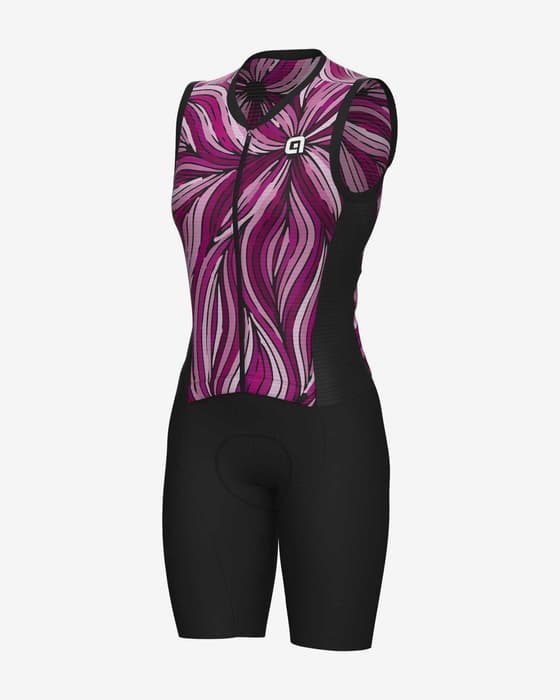 Combinaison intégrale Alé PRAGMA Art courte rose noir femme