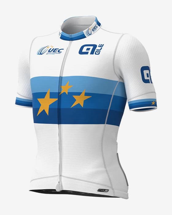 Maillot UEC European Champion PR-System manga corta blanco azul