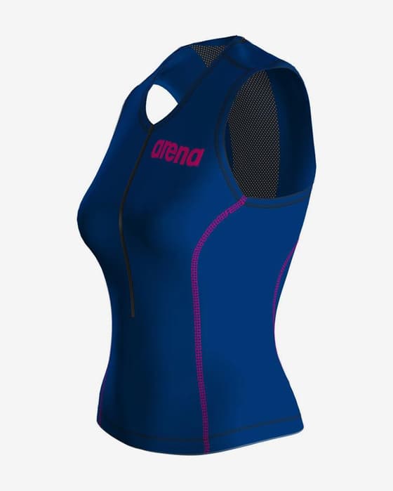 Top triatlón Arena ST 2.0 sin mangas azul rosa mujer