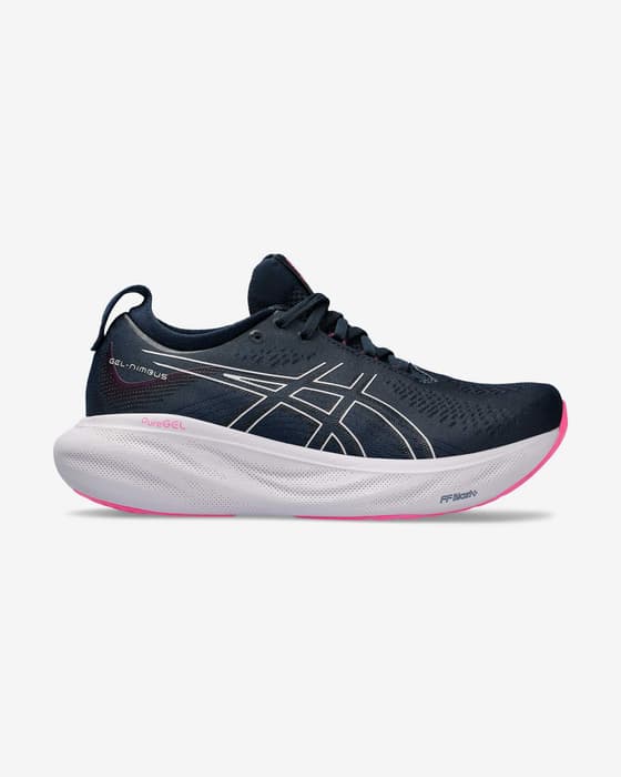 Chaussures ASICS GEL-Nimbus 25 bleu marine noir rose femme