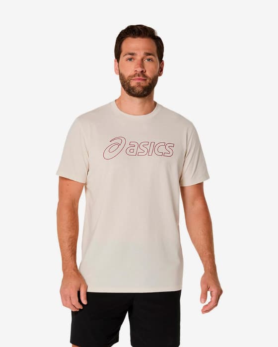 Camiseta ASICS Logo Basic manga corta blanco crudo rojo