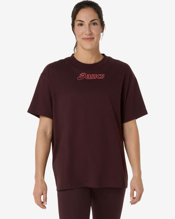 Camiseta ASICS Logo Basic manga corta granate mujer