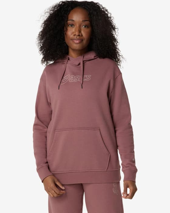 Sweat à capuche ASICS Sweat Full Logo rose foncé pour femme