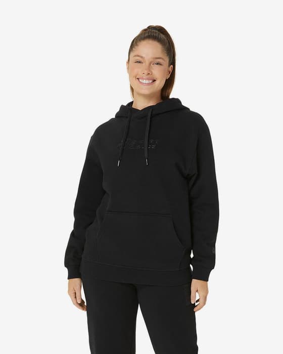 Sudadera con capucha ASICS Sweat Full Logo negro mujer