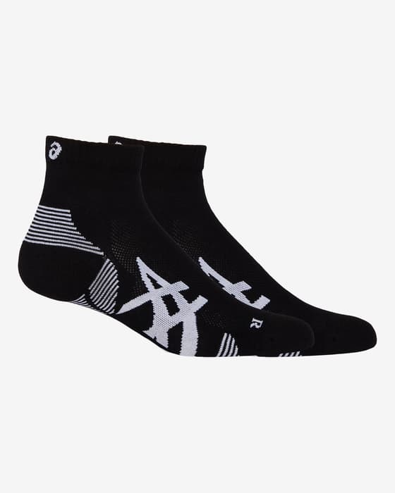 Calcetines ASICS Cushion Run Quarter Sock negro blanco (pack de 2)
