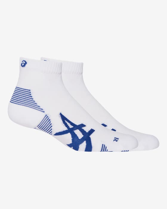 Calcetines ASICS Cushion Run Quarter Sock blanco azul (pack de 2)