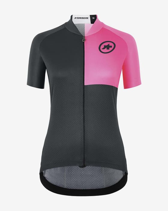 Maillot Assos Uma GT C2 EVO Stahlstern manche courte rose fluo gris femme