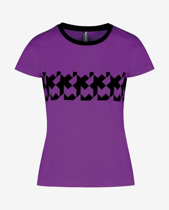 Camiseta Assos Signature RS Griffe manga corta lila negro mujer