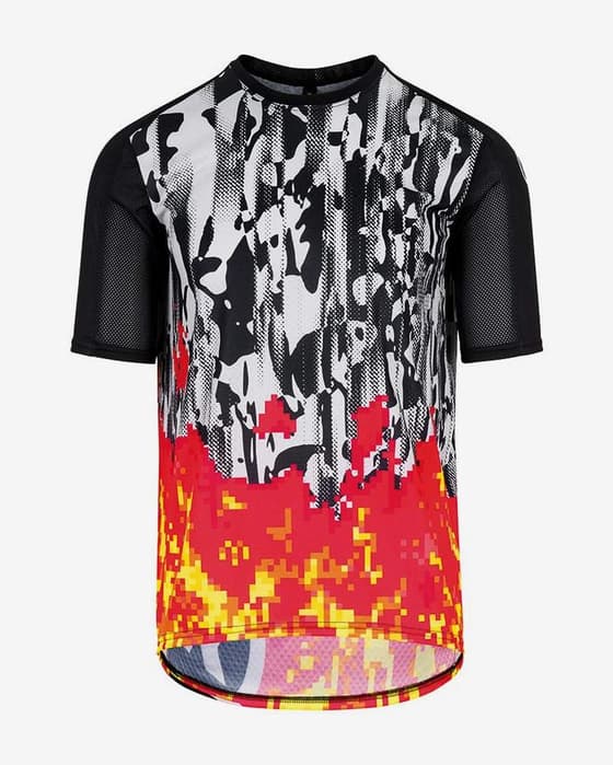 Maillot Assos Trail manche courte noir blanc orange