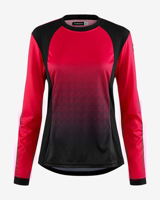 Maillot Assos Trail T3 manche longue rouge lunaire noir femme