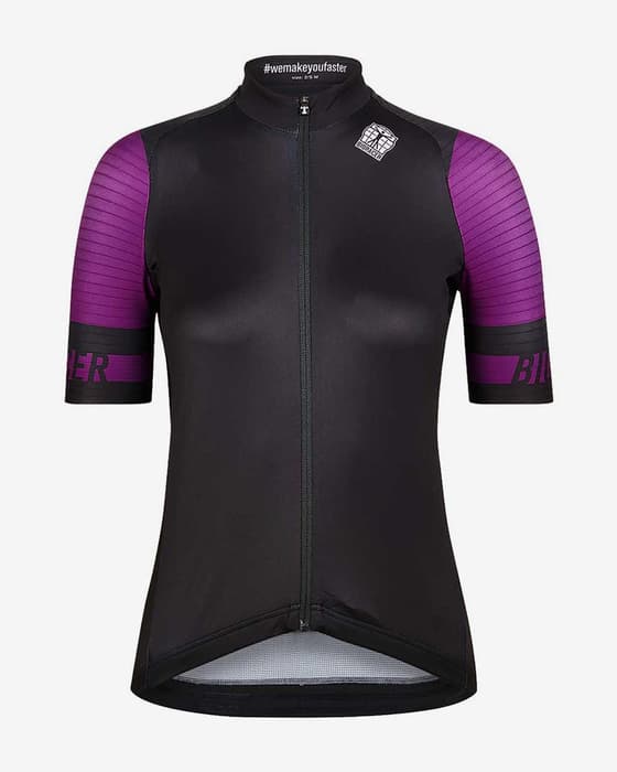 Maillot Bioracer Icon Classic manga corta negro lila mujer