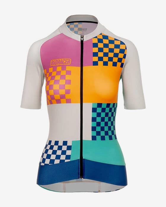 Maillot Bioracer Epic manga corta blanco multicolor mujer
