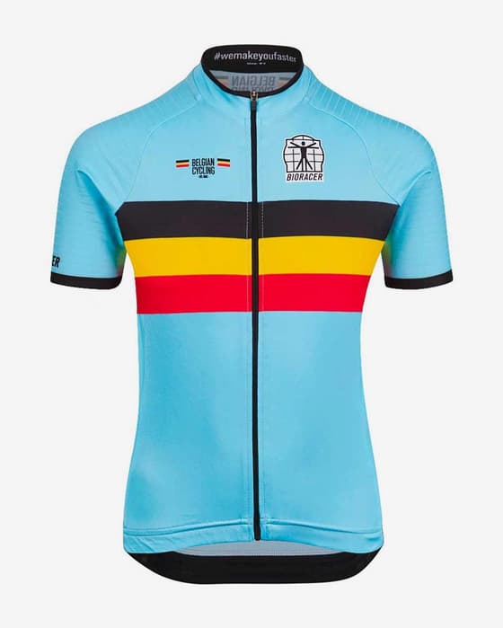 Maillot Bioracer Belgium Icon Classic manga corta azul infantil