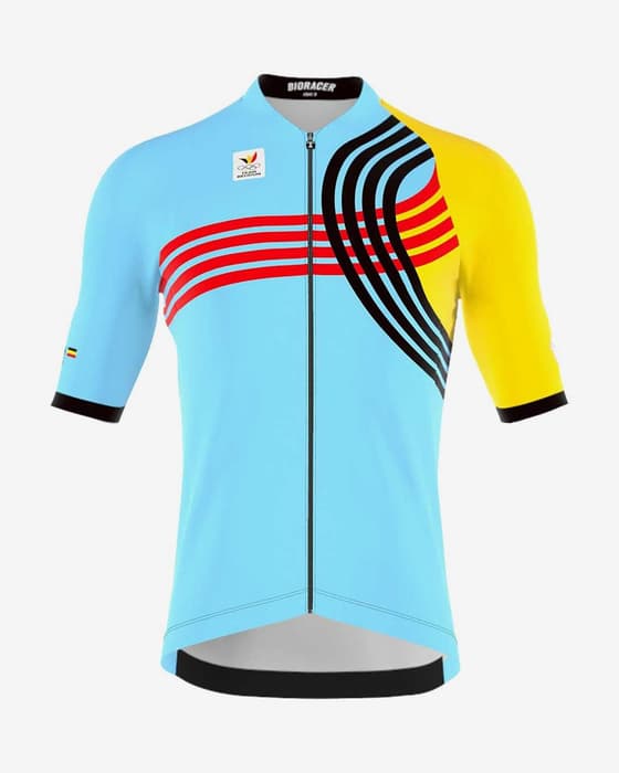 Maillot Bioracer Boic Olympics Paris 2024 manche courte bleu jaune enfant