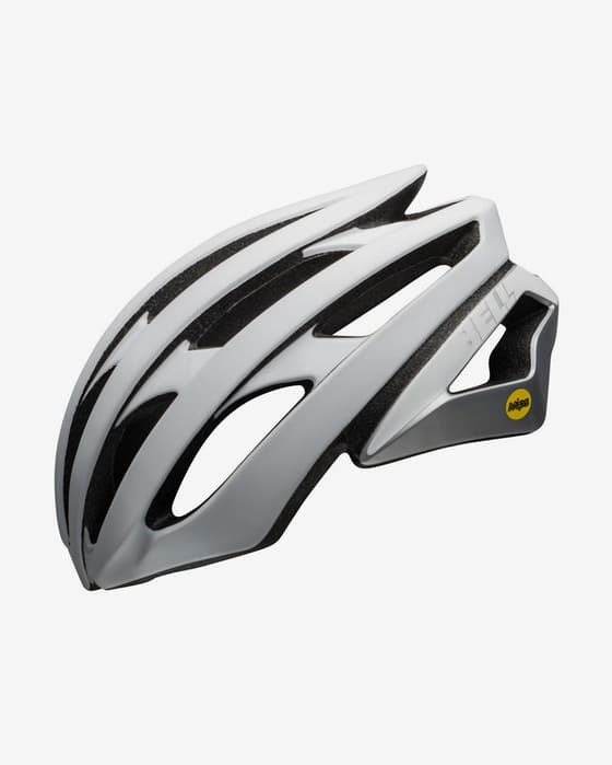 Casco Bell Stratus MIPS gris blanco mate plateado.
