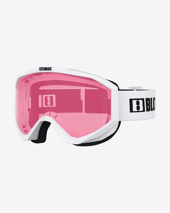 Máscara Bliz Liner blanco negro con lente espejada rosa