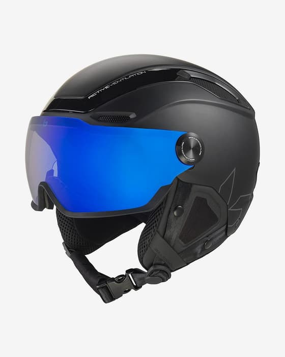 Casco Bollé V-LINE negro mate con lente fotocromática espejada azul
