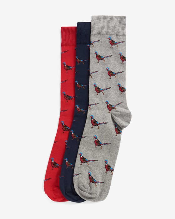 Calcetines Barbour Pheasant gris azul rojo (3 pares)
