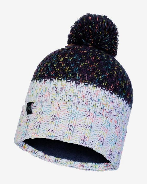 Gorro Buff Knitted Polar Janna Night Blue azul oscuro blanco mujer