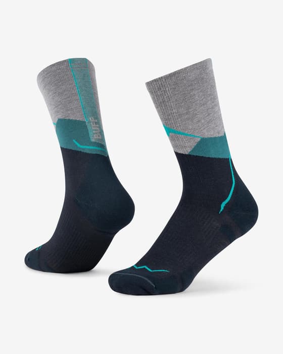 Calcetines Buff Lightweight Merino Wool Crew gris azul marino