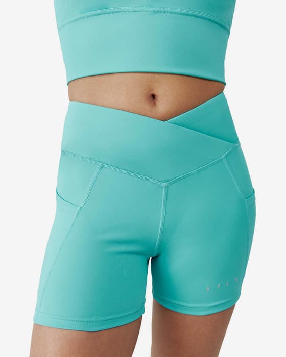 Malla corta Born Living Yoga Seia azul turquesa mujer