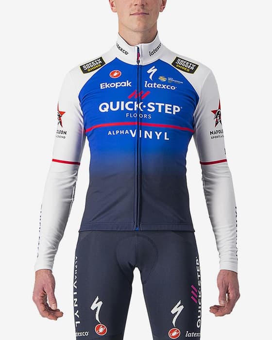 Maillot Deceuninck Quick-Step Thermal 2022 manga larga azul blanco