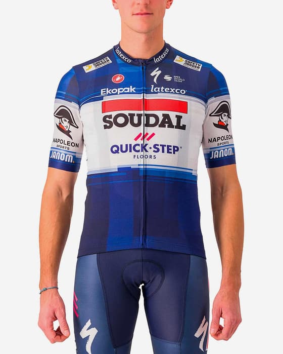 Maillot Soudal Quick-Step 2023 Competizione manche courte bleu blanc
