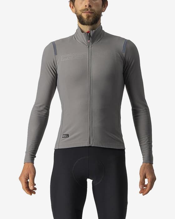 Maillot Castelli Tutto Nano RoS Rosso Corsa manga larga gris níquel