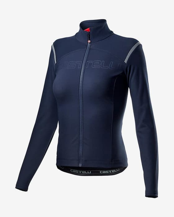 Maillot Castelli Tutto Nano RoS Rosso Corsa manga larga azul oscuro mujer