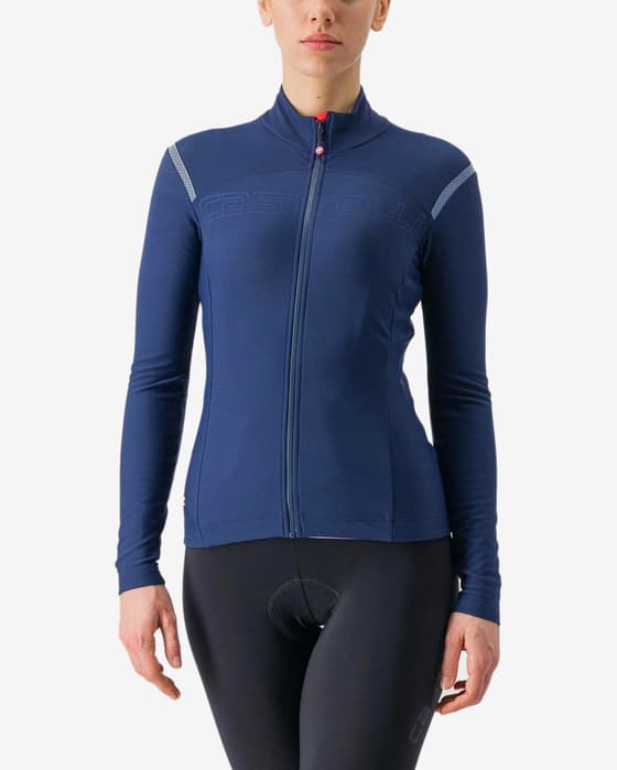 Maillot Castelli Tutto Nano RoS Rosso Corsa manche longue bleu intense femme